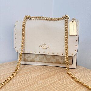 Coach Klare Crossbody Bag In Signature Canvas With Rivets Gold/Light Khaki Multi